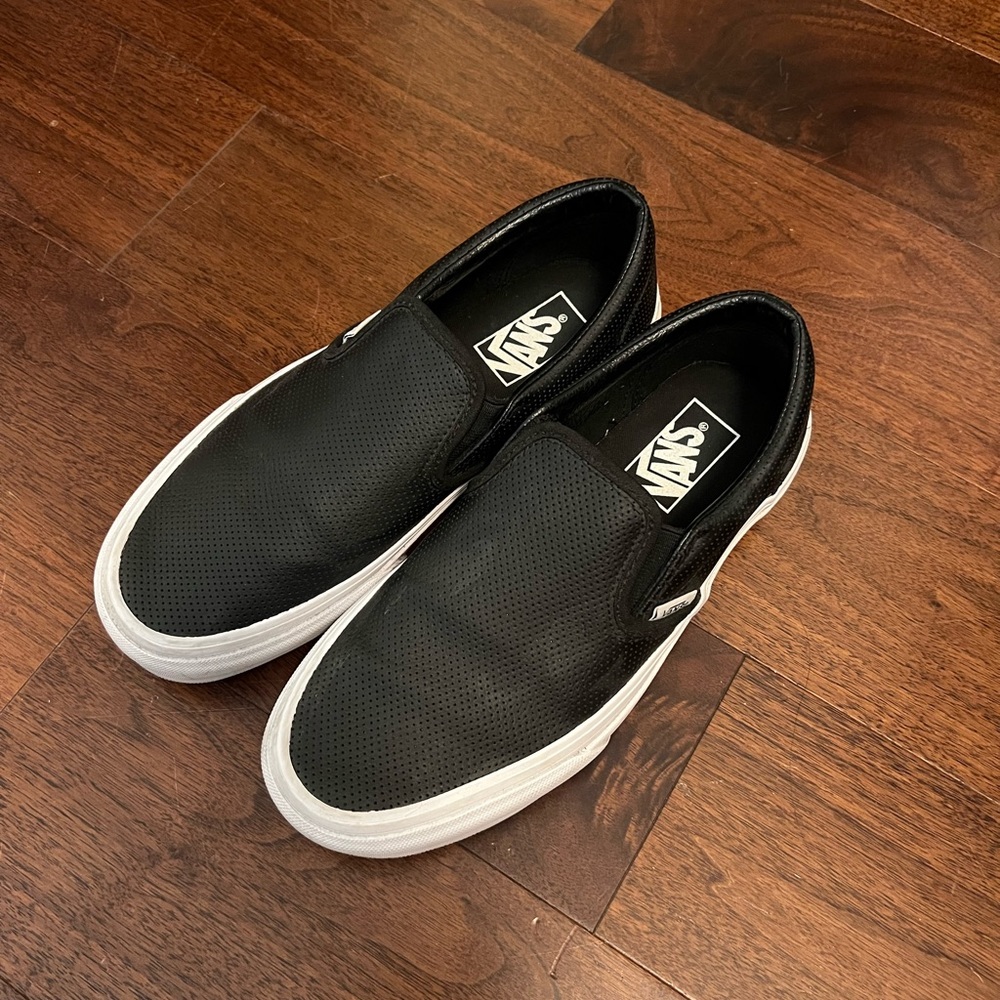 Perforated leather vans slip-on